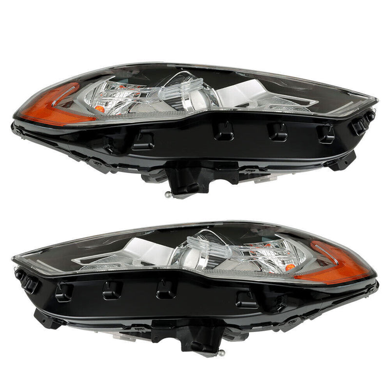 DURAFORCE Right+Left Headlights For 2017-2019 Ford Fusion Halogen+LED DRL Headlamp
