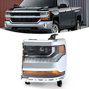 DURAFORCE Left Headlight For 2016-2018 Chevy Silverado 1500 HID/Xenon w/ LED DRL