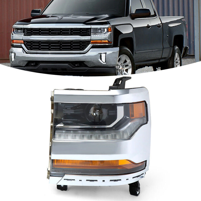 DURAFORCE Left Headlight For 2016-2018 Chevy Silverado 1500 HID/Xenon w/ LED DRL