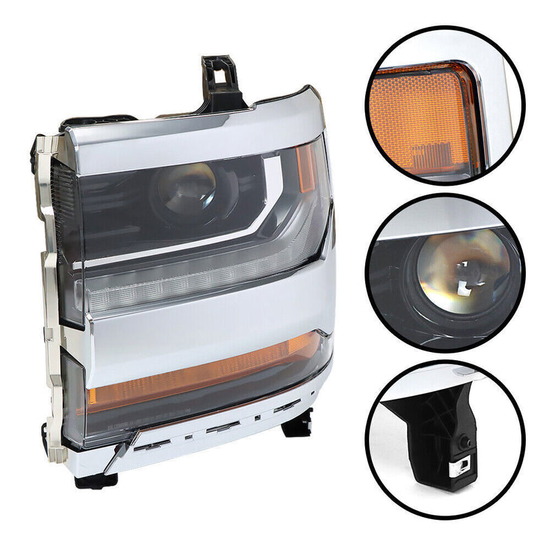 DURAFORCE Left Headlight For 2016-2018 Chevy Silverado 1500 HID/Xenon w/ LED DRL