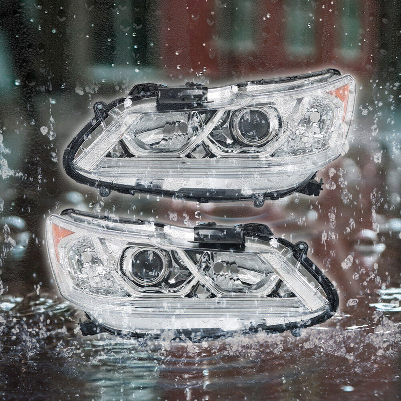 DURAFORCE Left+Right Headlights For 2016 2017 Honda Accord Sedan 4Dr W/DRL Halogen