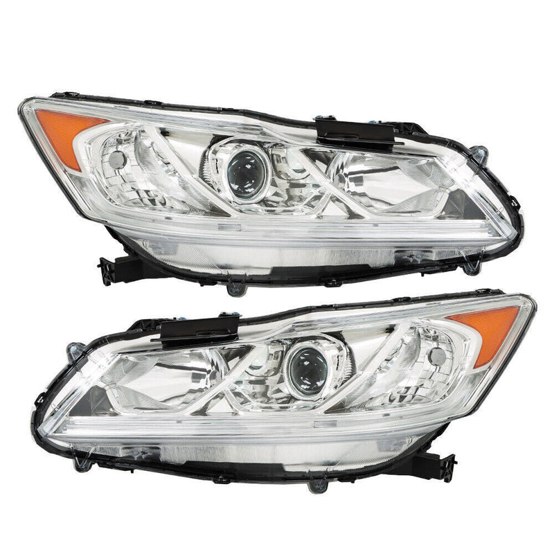 DURAFORCE Left+Right Headlights For 2016 2017 Honda Accord Sedan 4Dr W/DRL Halogen