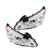 DURAFORCE Left+Right Headlights For 2016 2017 Honda Accord Sedan 4Dr W/DRL Halogen
