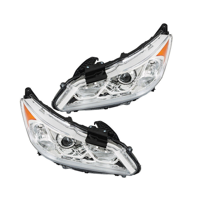 DURAFORCE Left+Right Headlights For 2016 2017 Honda Accord Sedan 4Dr W/DRL Halogen