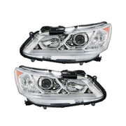 DURAFORCE Left+Right Headlights For 2016 2017 Honda Accord Sedan 4Dr W/DRL Halogen