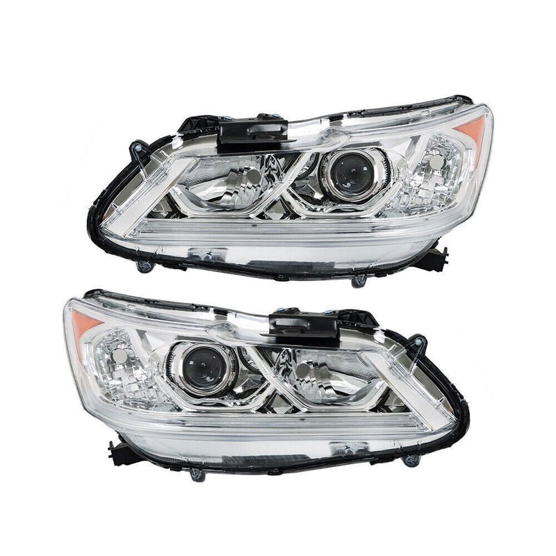 DURAFORCE Left+Right Headlights For 2016 2017 Honda Accord Sedan 4Dr W/DRL Halogen