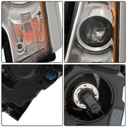 DURAFORCE Right&Left Headlights For 2011-2014 Ford Edge Halogen Chrome Clear Lamps