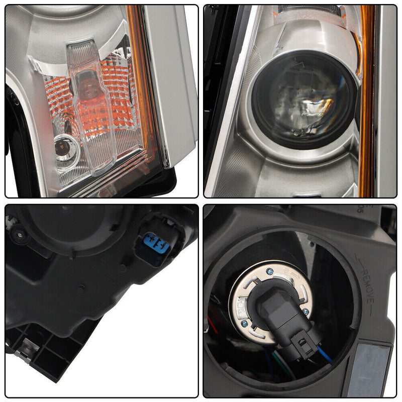 DURAFORCE Right&Left Headlights For 2011-2014 Ford Edge Halogen Chrome Clear Lamps