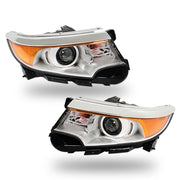 DURAFORCE Right&Left Headlights For 2011-2014 Ford Edge Halogen Chrome Clear Lamps