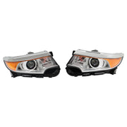 DURAFORCE Right&Left Headlights For 2011-2014 Ford Edge Halogen Chrome Clear Lamps