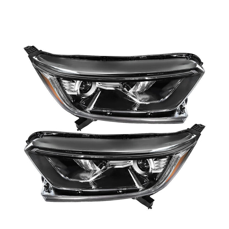 DURAFORCE RH+LH Headlight For 2017-2022 Honda CR-V Halogen W/LED DRL Black Housing