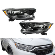 DURAFORCE RH+LH Headlight For 2017-2022 Honda CR-V Halogen W/LED DRL Black Housing