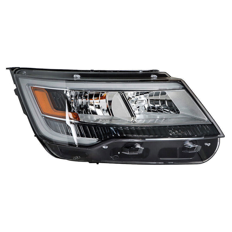 DURAFORCE Right Headlight For 2016-2018 Ford Explorer Halogen w/LED DRL Clear Lens