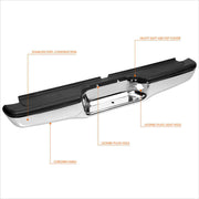 DURAFORCE Rear Step Bumper Assembly Steel For 1995-2004 Toyota Tacoma Chrome