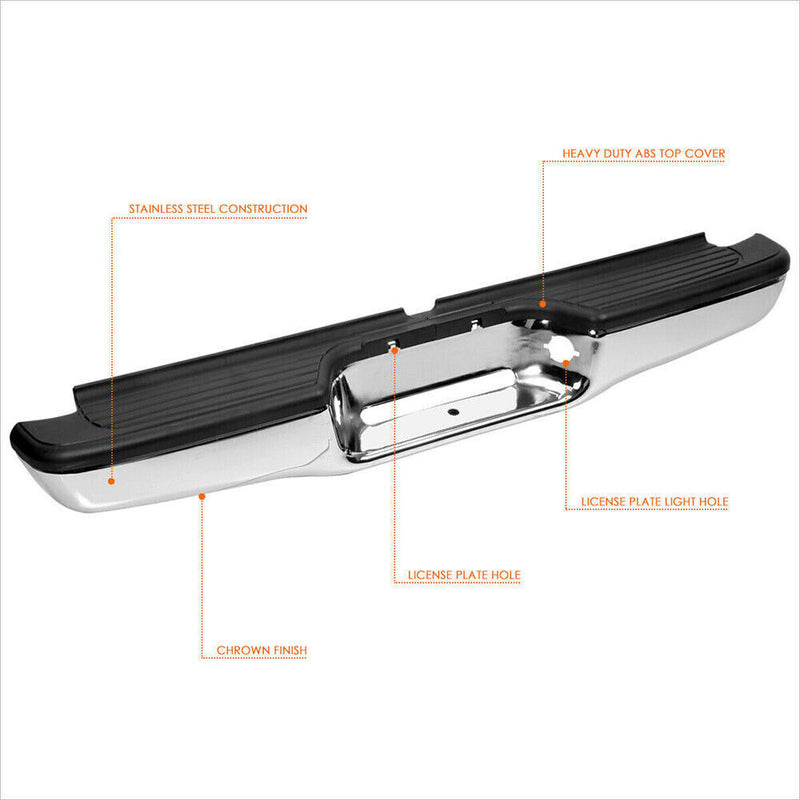 DURAFORCE Rear Step Bumper Assembly Steel For 1995-2004 Toyota Tacoma Chrome