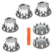 DURAFORCE Complete 33mm Lug Chrome Hub Cover Semi Truck Wheel Axle Cover Kit Front & Rear