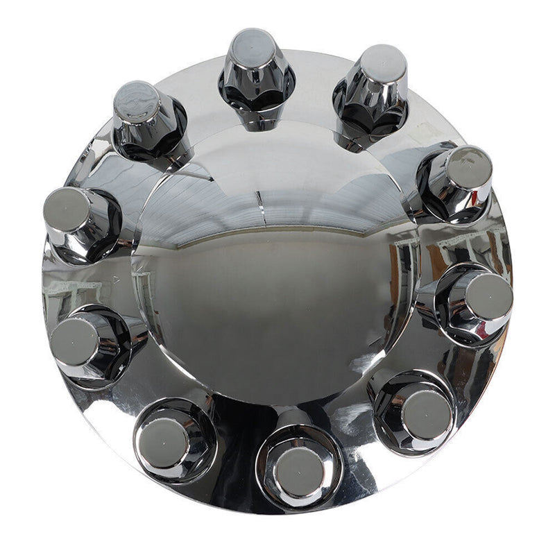 DURAFORCE Complete 33mm Lug Chrome Hub Cover Semi Truck Wheel Axle Cover Kit Front & Rear