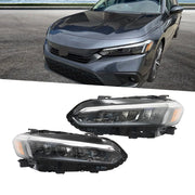 DURAFORCE Right+Left Headlights For 2022 2023 Honda Civic Sport/Touring LED Black