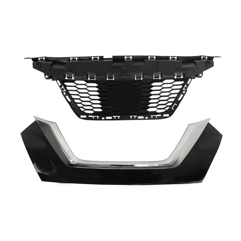 DURAFORCE Front Upper Grille For 2020 2021 2022 Nissan Versa With Trim Chrome Set