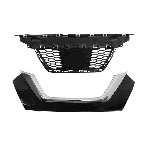 DURAFORCE Front Upper Grille For 2020 2021 2022 Nissan Versa With Trim Chrome Set