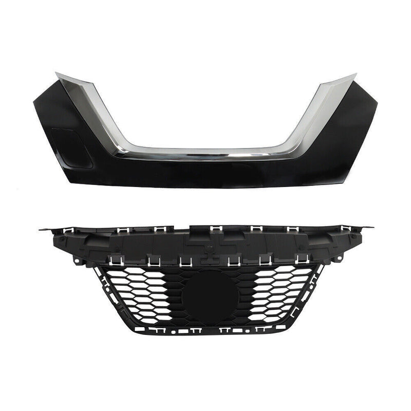 DURAFORCE Front Upper Grille For 2020 2021 2022 Nissan Versa With Trim Chrome Set