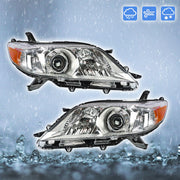 DURAFORCE Right+Left Headlights For 2011-2020 Toyota Sienna Halogen Chrome Clear