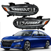 DURAFORCE Pair Headlight Assy For 2018-2020 Honda Accord Sedan Halogen High Beam
