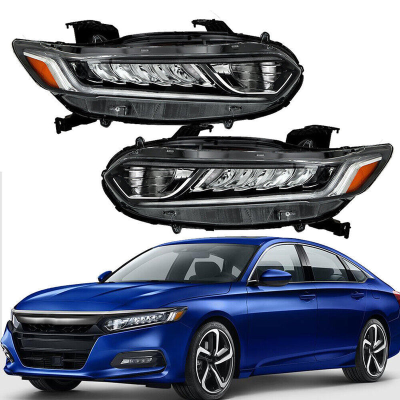 DURAFORCE Pair Headlight Assy For 2018-2020 Honda Accord Sedan Halogen High Beam
