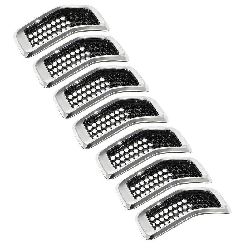 DURAFORCE Chrome Black Honeycomb Grille Grill Inserts For 2014-18 Jeep Cherokee