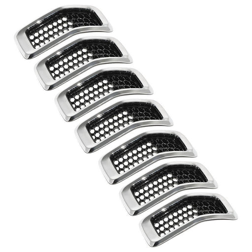 DURAFORCE Chrome Black Honeycomb Grille Grill Inserts For 2014-18 Jeep Cherokee