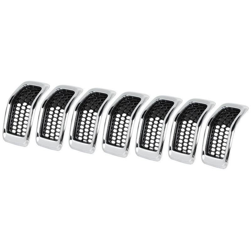 DURAFORCE Chrome Black Honeycomb Grille Grill Inserts For 2014-18 Jeep Cherokee