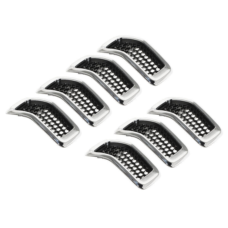 DURAFORCE Chrome Black Honeycomb Grille Grill Inserts For 2014-18 Jeep Cherokee