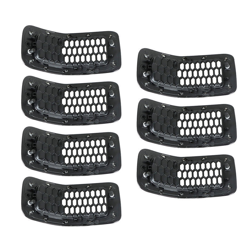 DURAFORCE Chrome Black Honeycomb Grille Grill Inserts For 2014-18 Jeep Cherokee