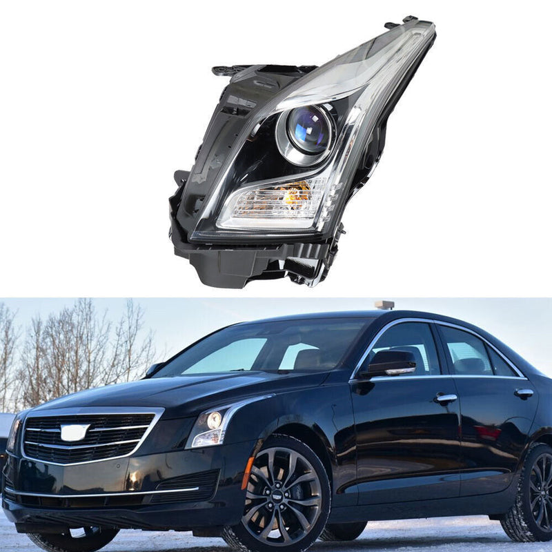 DURAFORCE Left Headlight For 2013-2018 Cadillac ATS Halogen Type Chrome Housing