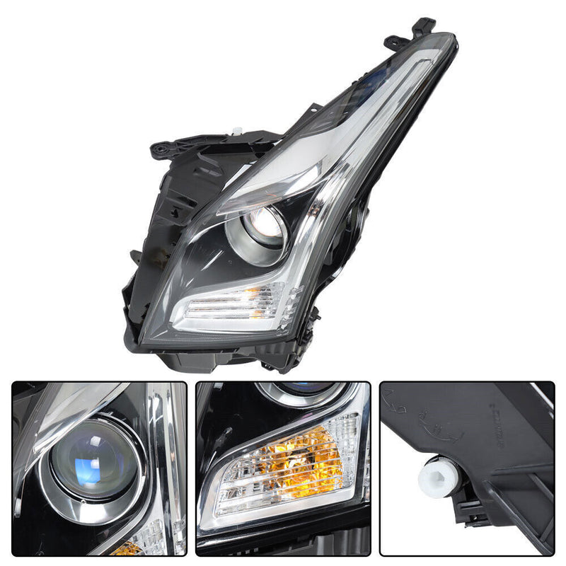 DURAFORCE Left Headlight For 2013-2018 Cadillac ATS Halogen Type Chrome Housing