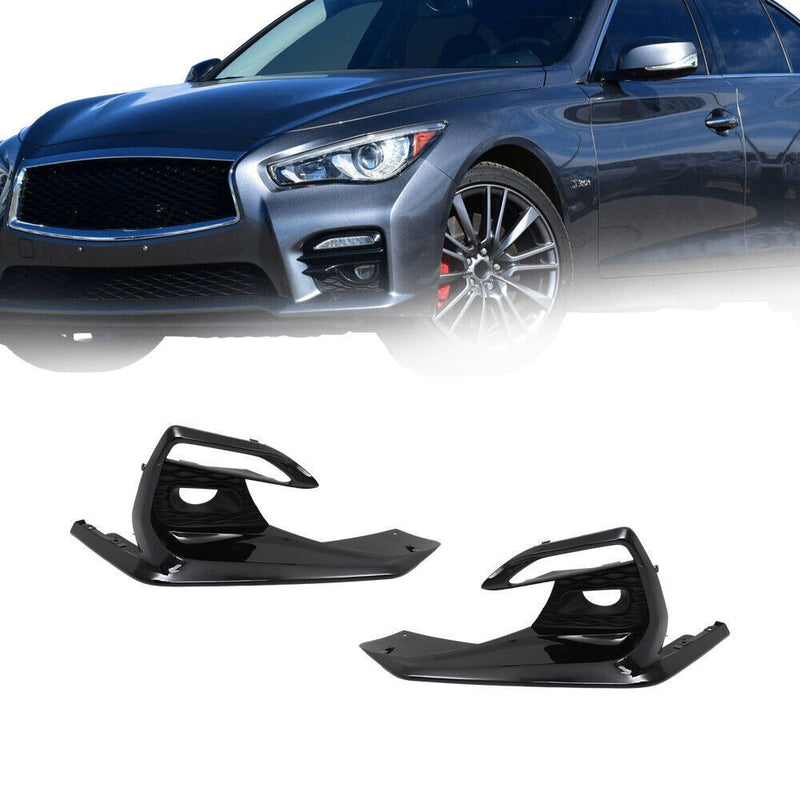 DURAFORCE Right+Left Bumper Fog Light Cover Bezel For 2018-2020 Infiniti Q50 Sport