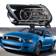 DURAFORCE Left Headlight For 2013-2014 Ford Mustang HID/Xenon w/LED DRL Black Lens