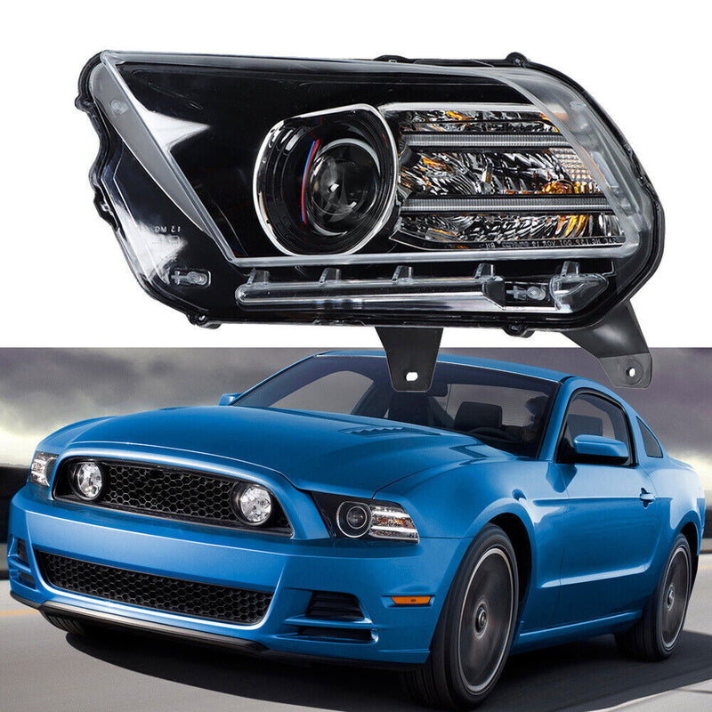 DURAFORCE Left Headlight For 2013-2014 Ford Mustang HID/Xenon w/LED DRL Black Lens