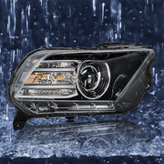 DURAFORCE Left Headlight For 2013-2014 Ford Mustang HID/Xenon w/LED DRL Black Lens