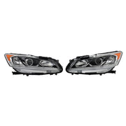 DURAFORCE Left+Right Headlight For 2016-2017 Honda Accord Sedan Halogen W/LED DRL