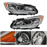 DURAFORCE Left+Right Headlight For 2016-2017 Honda Accord Sedan Halogen W/LED DRL