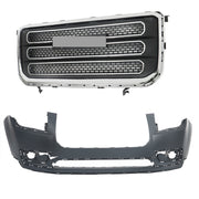 DURAFORCE Front Upper Bumper Cover + Front Bumper Grille For 2013-2016 GMC Acadia