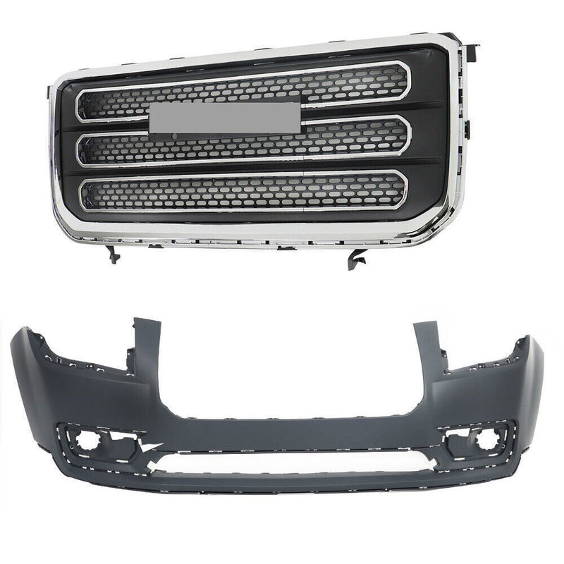 DURAFORCE Front Upper Bumper Cover + Front Bumper Grille For 2013-2016 GMC Acadia