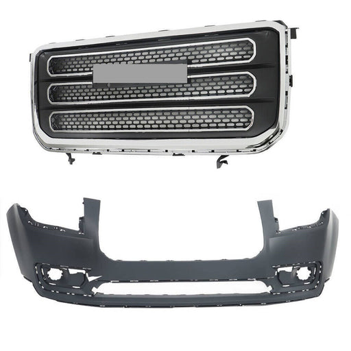 DURAFORCE Front Upper Bumper Cover + Front Bumper Grille For 2013-2016 GMC Acadia
