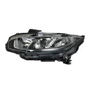 DURAFORCE Right+Left Headlights For 2016-20 Honda Civic Halogen Electroplated Trim