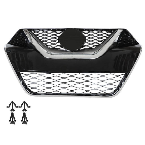 DURAFORCE Front Bumper Grille For 2016-2017 Nissan Maxima Chrome Black Grill Kit
