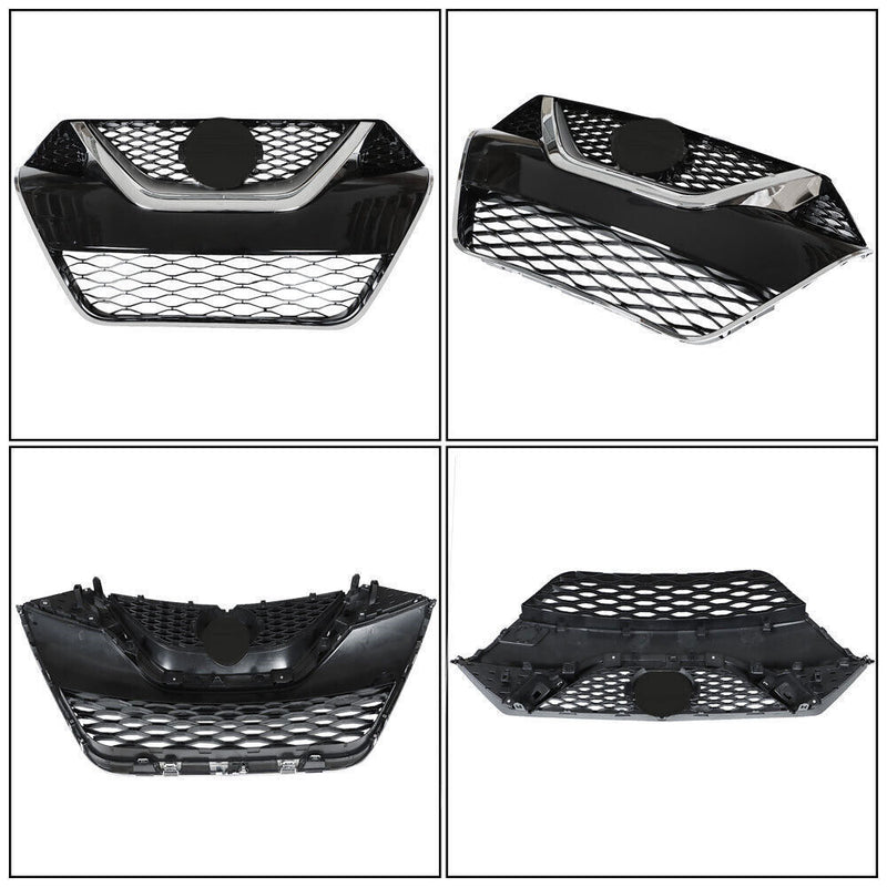 DURAFORCE Front Bumper Grille For 2016-2017 Nissan Maxima Chrome Black Grill Kit