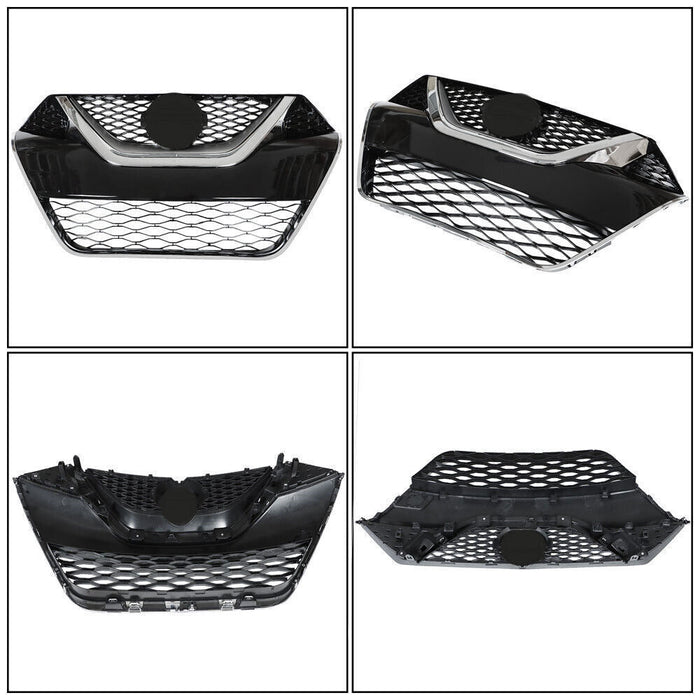 DURAFORCE Front Bumper Grille For 2016-2017 Nissan Maxima Chrome Black Grill Kit