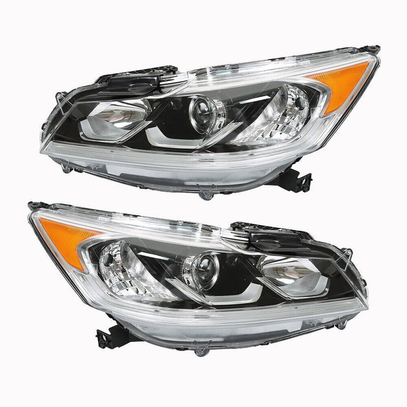 DURAFORCE LH+RH Headlight For 2016-2017 Honda Accord EX/EX-L/Sport Sedan W/LED DRL