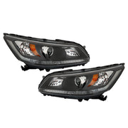 DURAFORCE Headlights Headlamps Halogen For 2013-2015 Honda Accord Black Right Left
